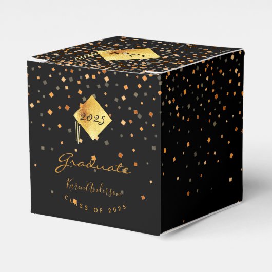 Graduation party afstuderen black gold 2023 bedankdoosjes (Voorkant Zijde)