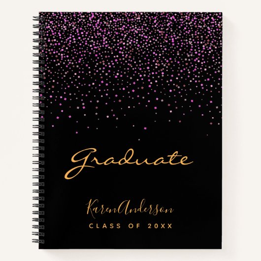 Graduation party afstuderen zwart paars notitieboek (Voorkant)