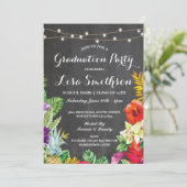 Graduation Party Aloha Tropical Luau Lights Invite Kaart (Staand voorkant)