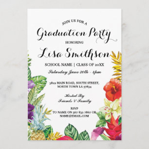 Graduation Party Aloha Tropical Luau Party Invite Kaart