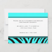 Graduation Party Aqua Zebra Invitation Kaart (Achterkant)