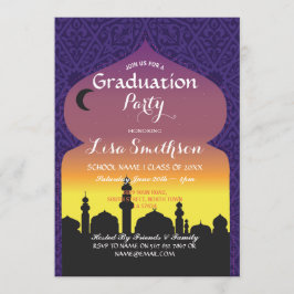 Graduation Party Arabian Night Paarse Invite Kaart