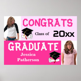 Graduation Party Banner Poster Voeg fotoroze toe