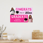 Graduation Party Banner Poster Voeg fotoroze toe (Keuken)