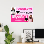 Graduation Party Banner Poster Voeg fotoroze toe (Thuiskantoor)