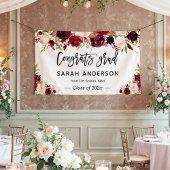 Graduation Party Banner - Rustic Burgundy Floral