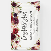 Graduation Party Banner - Rustic Burgundy Floral (Verticaal)