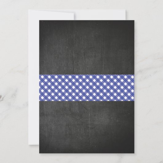 Graduation Party BBQ nodigt Blue Gingham Burlap ui Kaart (Achterkant)