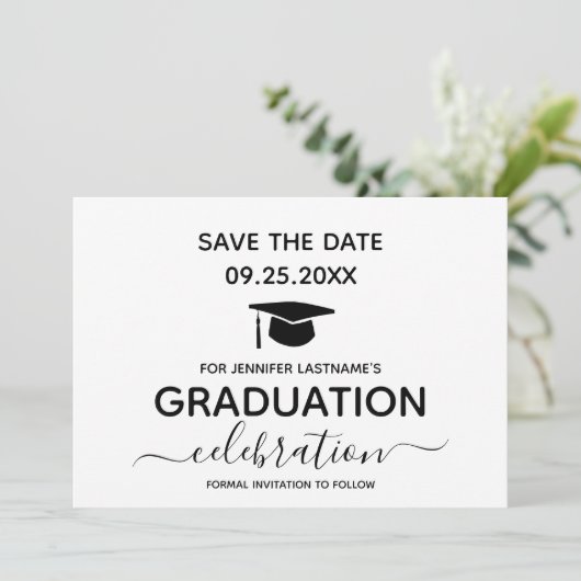 Graduation Party Bewaar de minimale datum Kaart (Staand voorkant)