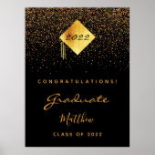 Graduation party black gold afstuderen 2022 poster (Voorkant)
