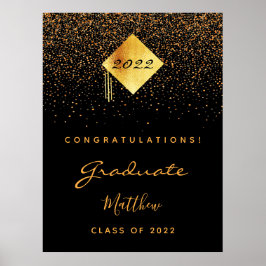 Graduation party black gold afstuderen 2022 poster
