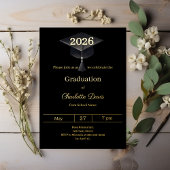 Graduation party black gold class of 2026 luxury folie uitnodiging