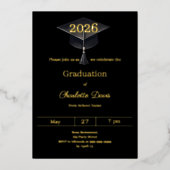 Graduation party black gold class of 2026 luxury folie uitnodiging (Voorkant)