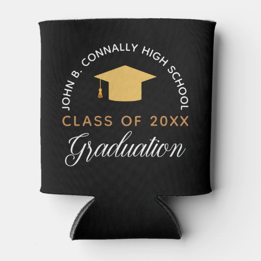 Graduation Party Black Gold Custom Class of 2022 Blikjeskoeler (Voorkant)