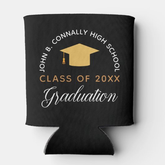 Graduation Party Black Gold Custom Class of 2022 Blikjeskoeler (Achterkant)