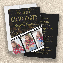 Graduation Party Black Gold Star 3 Foto's 2022 Kaart