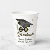 Graduation Party Black Gold Stars Persoonlijk Papieren Bekers (Achterkant)