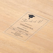 Graduation party black luxury  She did it clear Acryl Uitnodigingen (Laagn)