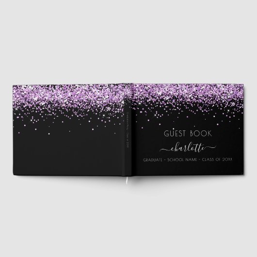 Graduation party black paars glitter substance 202 gastenboek (Volledig)