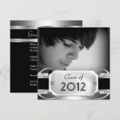 Graduation Party Black Silver Metal male man Kaart (Voorkant / Achterkant)