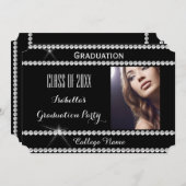 Graduation Party Black White foto Kaart (Voorkant / Achterkant)