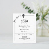 Graduation party black white He did it invitation (Staand voorkant)