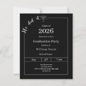 Graduation party black white He did it invitation (Voorkant)
