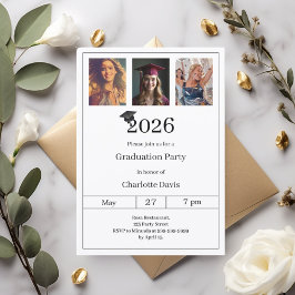 Graduation party black white photo kaart