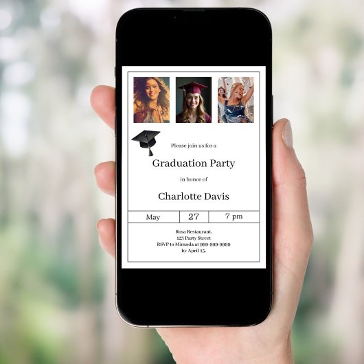 Graduation party black white photo kaart