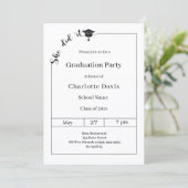 Graduation party black white She did it Kaart (Staand voorkant)