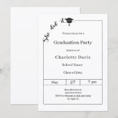 Graduation party black white She did it Kaart (Voorkant / Achterkant)