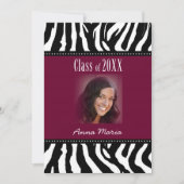 Graduation Party Black Zebra Invitation Kaart (Voorkant)