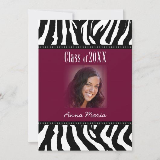 Graduation Party Black Zebra Invitation Kaart (Voorkant)