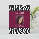 Graduation Party Black Zebra Invitation Kaart (Staand voorkant)