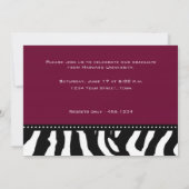 Graduation Party Black Zebra Invitation Kaart (Achterkant)