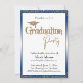 Graduation Party Blauw Ombre Goud Confetti Kaart (Voorkant)