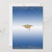 Graduation Party Blauw Ombre Goud Confetti Kaart (Achterkant)