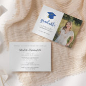 Graduation Party Blue Gold Pet Tassel Invitation Kaart