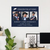 Graduation Party Blue Photo Poster (Thuiskantoor)