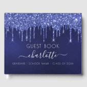 Graduation party blue white glitter class 2023 gastenboek (Voorkant)