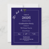 Graduation party blue white He did it invitation (Voorkant)