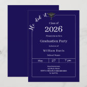 Graduation party blue white He did it Kaart (Voorkant / Achterkant)