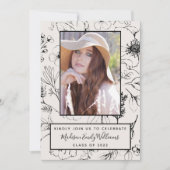 Graduation Party Blush Botanical Script Photo Kaart (Voorkant)