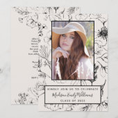 Graduation Party Blush Botanical Script Photo Kaart (Voorkant / Achterkant)