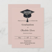 Graduation party blush pink class 2026 invitation (Voorkant / Achterkant)