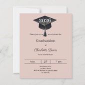 Graduation party blush pink class 2026 invitation (Voorkant)
