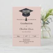 Graduation party blush pink class of 2026 kaart (Staand voorkant)
