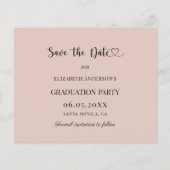 Graduation Party blush pink neutral Save the Date Flyer (Achterkant)