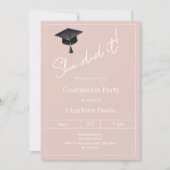 Graduation party blush pink neutral She did it Kaart (Voorkant)