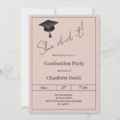 Graduation party blush pink neutral She did it Kaart (Voorkant)